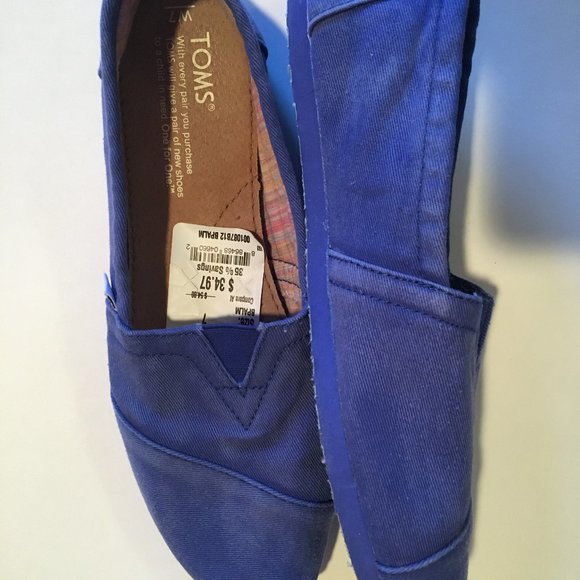 TOMS Classics Blue Palmetto Canvas Womens Slip On - Picture 5 of 7
